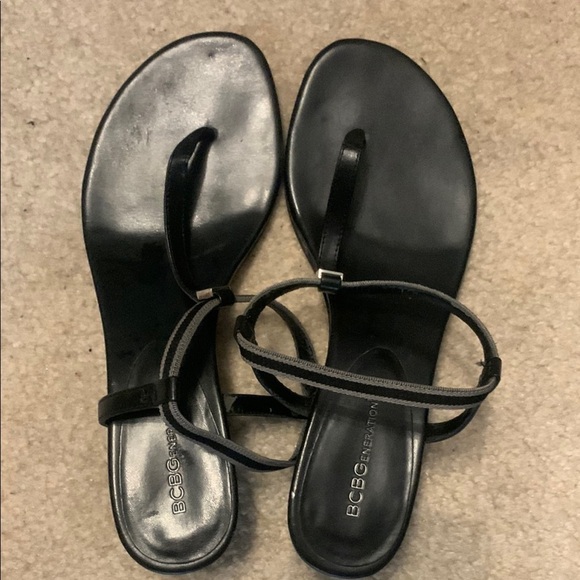 BCBGeneration Black Ankle, 38 Size Strap Sandals Minimalist Design - Picture 1 of 7